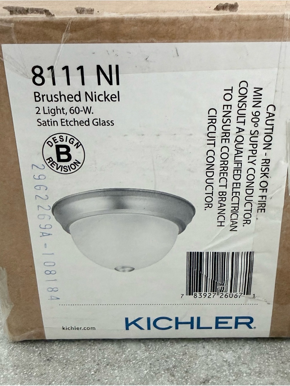 Brushed Nickel 2-Light Flush Mount Ceiling Light in Brushed Nickel